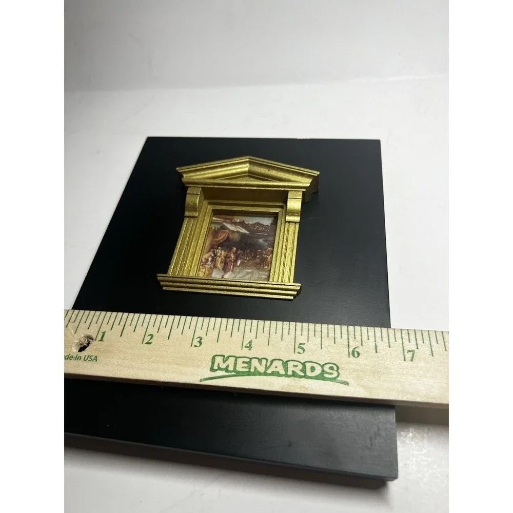 1994 Amerigo by Lasercraft Miniature Painting Gold Architectural Frame 8x6,5”